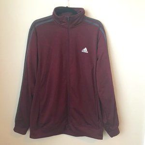 Adidas 3 Stripes Maroon Tricot Track Zip-up Jacket
